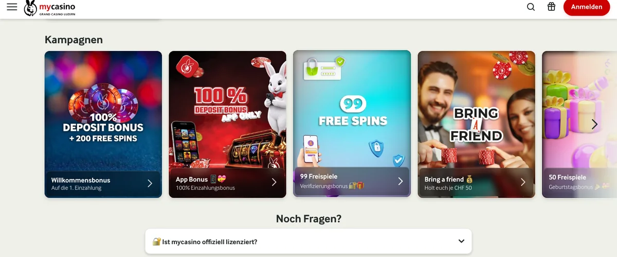 Kachel des Willkommensbonus von mycasino: 100 Prozent Deposit Bonus und 200 Free Spins auf die erste Einzahlung, Stand Oktober 2026