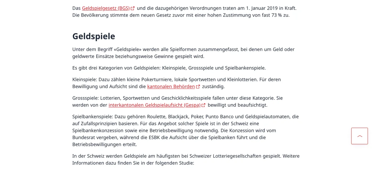 ESBK: Kleinspiele, Grossspiele und Spielbankenspiele und ihre Aufsicht