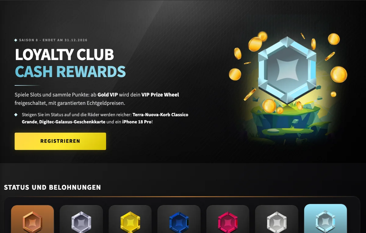 Loyalty Club von Swiss4Win, Saison 8 bis 31. Dezember 2026, mit den VIP-Stufen ab Bronze