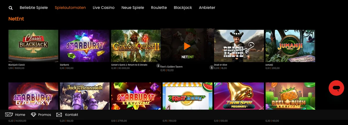 NetEnt-Spiele bei Casino777 mit Blackjack Classic und European Roulette