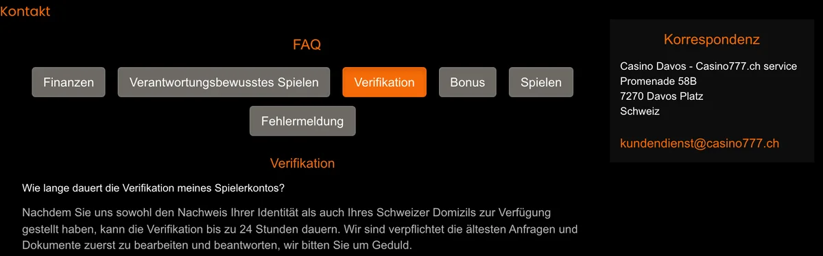 FAQ von Casino777 zur Verifikation: Prüfung von Identitäts- und Wohnsitznachweis bis 24 Stunden
