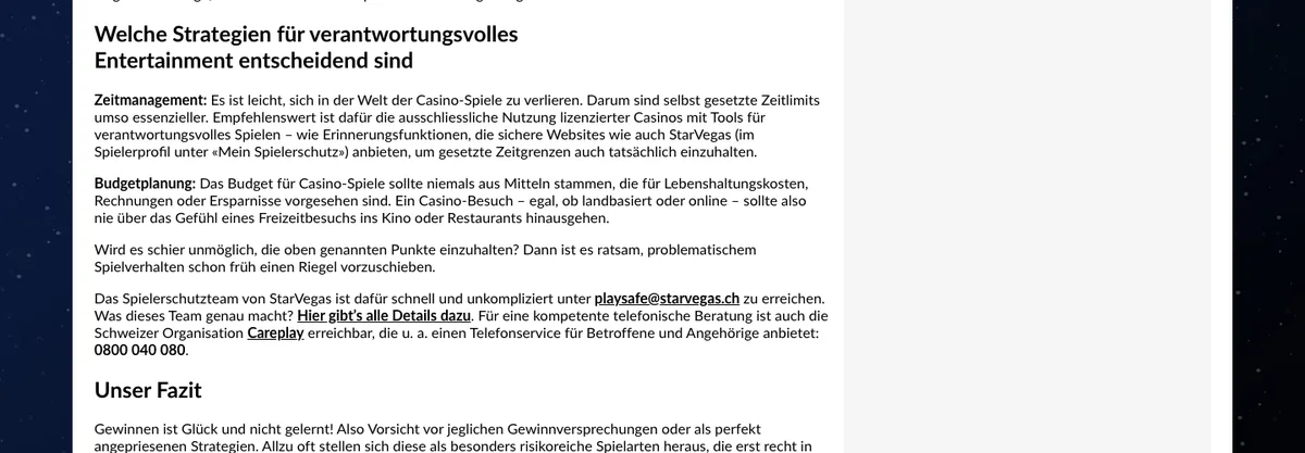 Blog von StarVegas: Zeitmanagement, Budgetplanung, Spielerschutz-Team und Careplay 0800 040 080