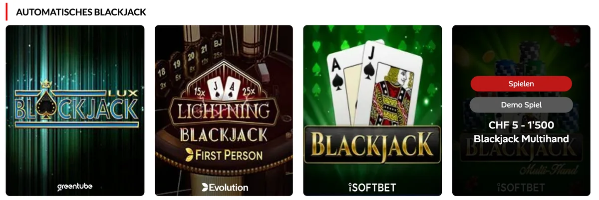 Automatisierte Blackjack-Tische bei 7melons mit Demo-Knopf, Einsatz CHF 5 bis 1'500