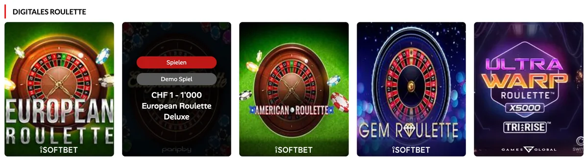 Digitale Roulettes bei 7melons: European Roulette Deluxe für CHF 1 bis CHF 1'000 mit Knopf Demo Spiel