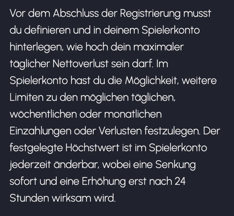 AGB von Casineo auf dem Handy: tägliches Verlustlimit schon vor Abschluss der Registrierung, Stand Oktober 2026