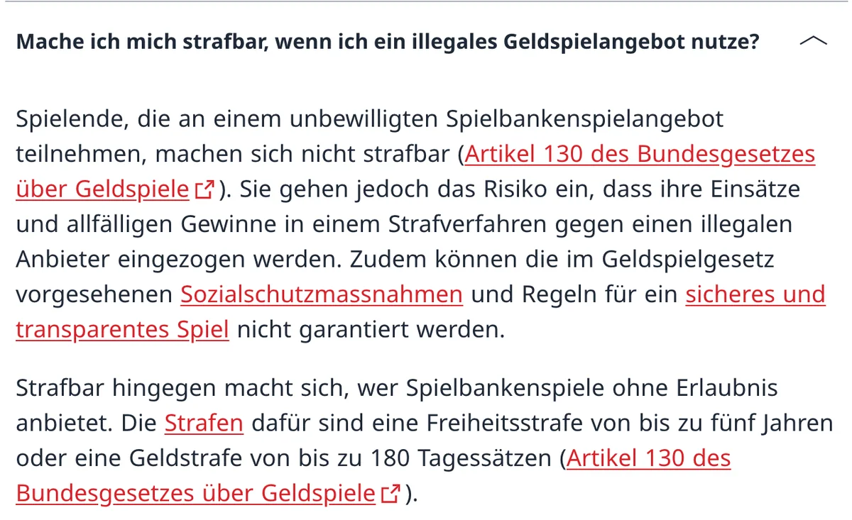 ESBK: Spielende bei unbewilligten Angeboten sind nicht strafbar, Einsätze und Gewinne können eingezogen werden
