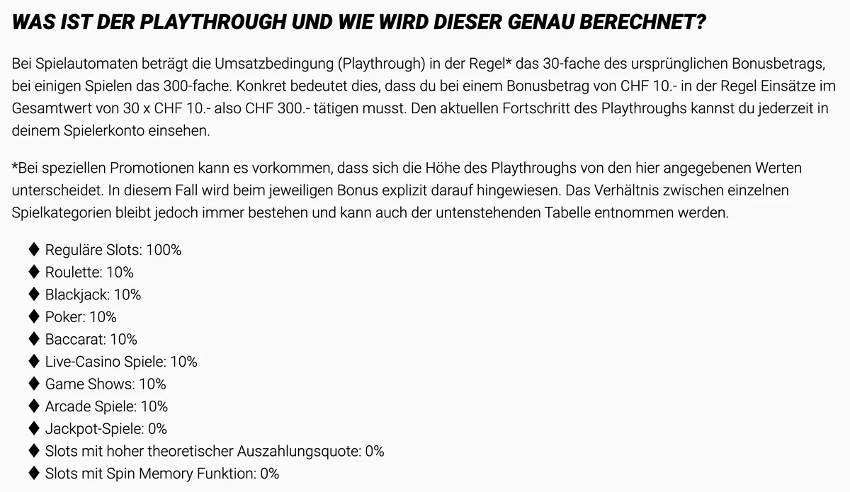 Bonusbedingungen von Jackpots.ch: Slots zählen zu 100 %, Roulette zu 10 %, Stand Oktober 2026