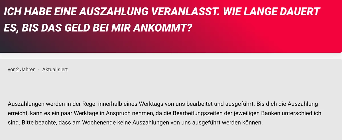 Jackpots.ch bearbeitet Auszahlungen in der Regel innerhalb eines Werktags, am Wochenende nicht