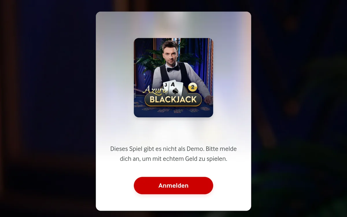 mycasino zu Live-Blackjack 2 - Azure: «Dieses Spiel gibt es nicht als Demo»