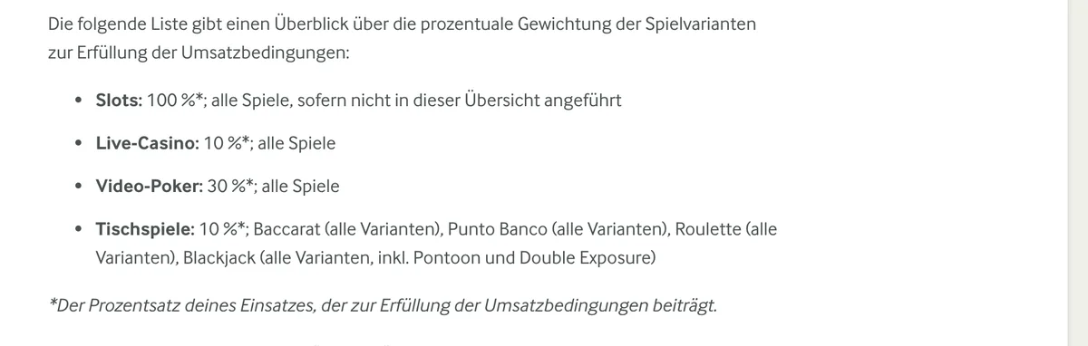 Bonusbedingungen von mycasino: Tischspiele wie Baccarat zählen zu 10 %, Stand Oktober 2026