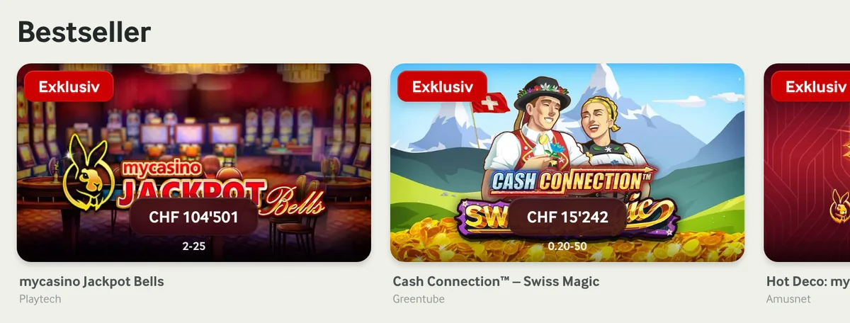 Jackpot-Lobby von mycasino mit mycasino Jackpot Bells und laufenden Jackpotständen, Stand 17. Oktober 2026
