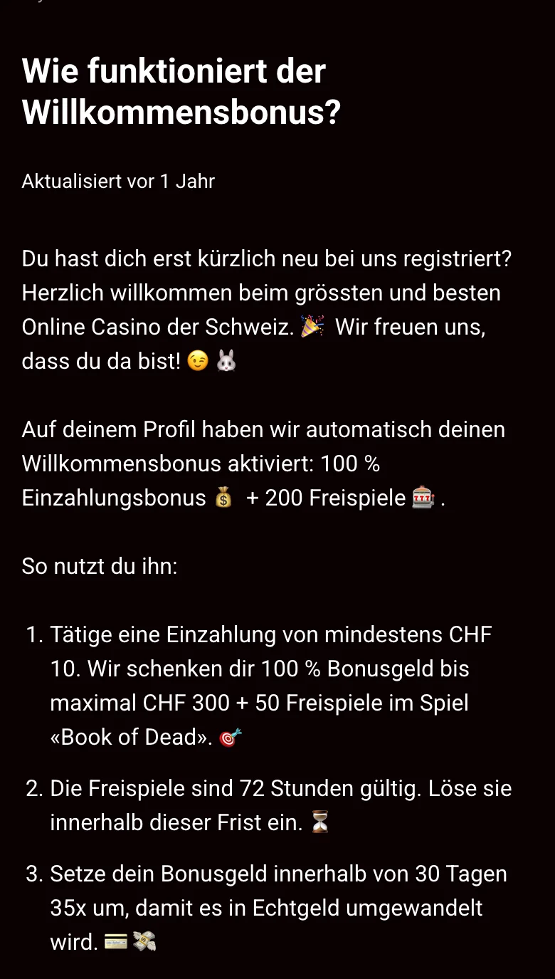 mycasino auf dem Handy: Willkommensbonus automatisch aktiv, ab CHF 10 Einzahlung, 35x in 30 Tagen
