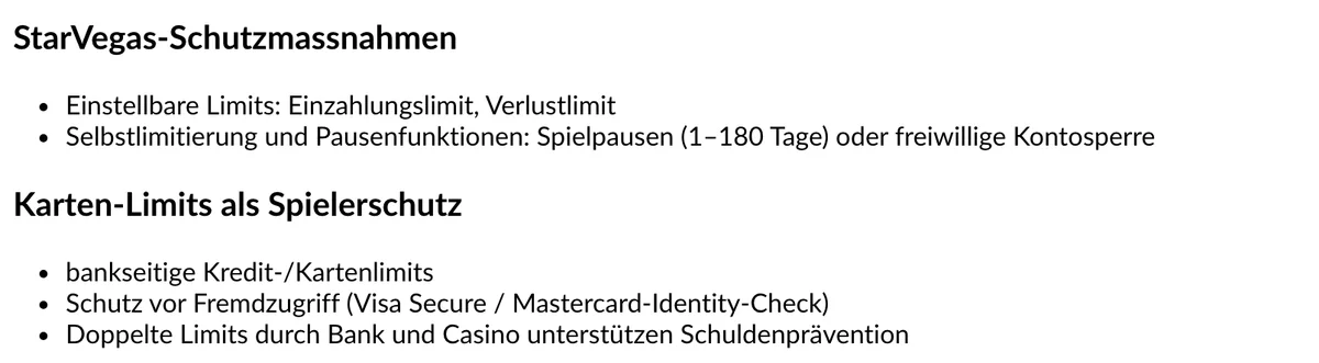 StarVegas: Einzahlungslimit, Verlustlimit und Spielpausen von 1 bis 180 Tagen, Stand Oktober 2026