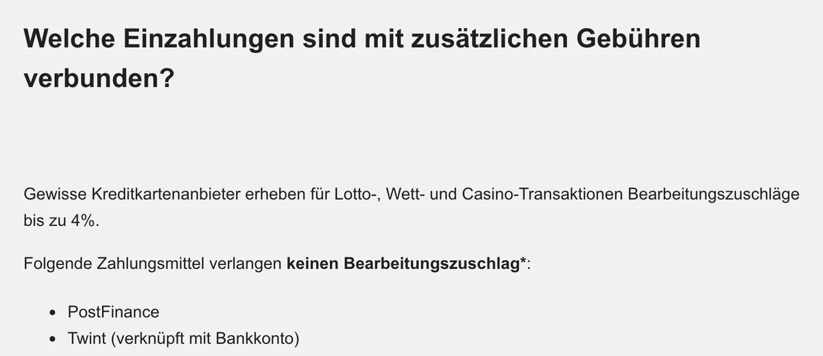 Swiss Casinos: PostFinance und TWINT mit Bankkonto ohne Bearbeitungszuschlag, Stand Oktober 2026