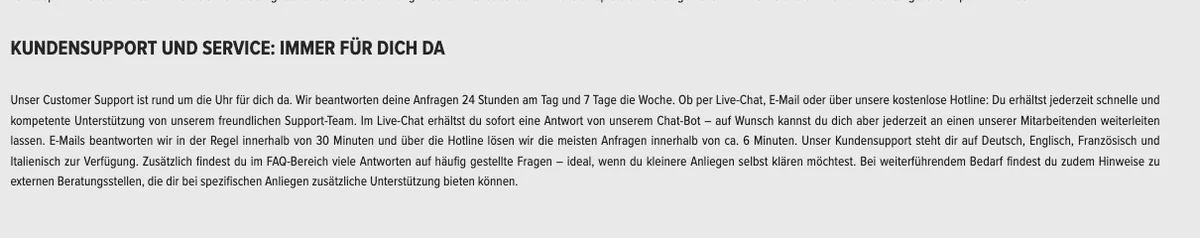 Kundensupport von Swiss Casinos: rund um die Uhr per Chat, E-Mail und Hotline