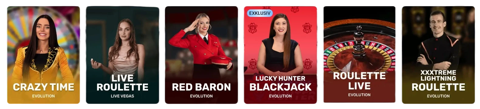 LuckyHunter Live Casino mit echten Dealern, Roulette und Blackjack