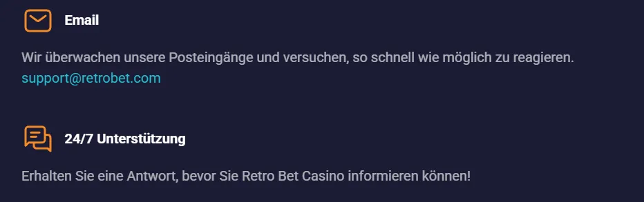 RetroBet Kundenservice und Hilfezentrum für Spieler