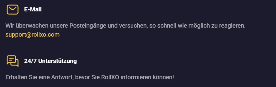 RollXO Casino Hilfezentrum: 24/7 Support und FAQ für Spieler