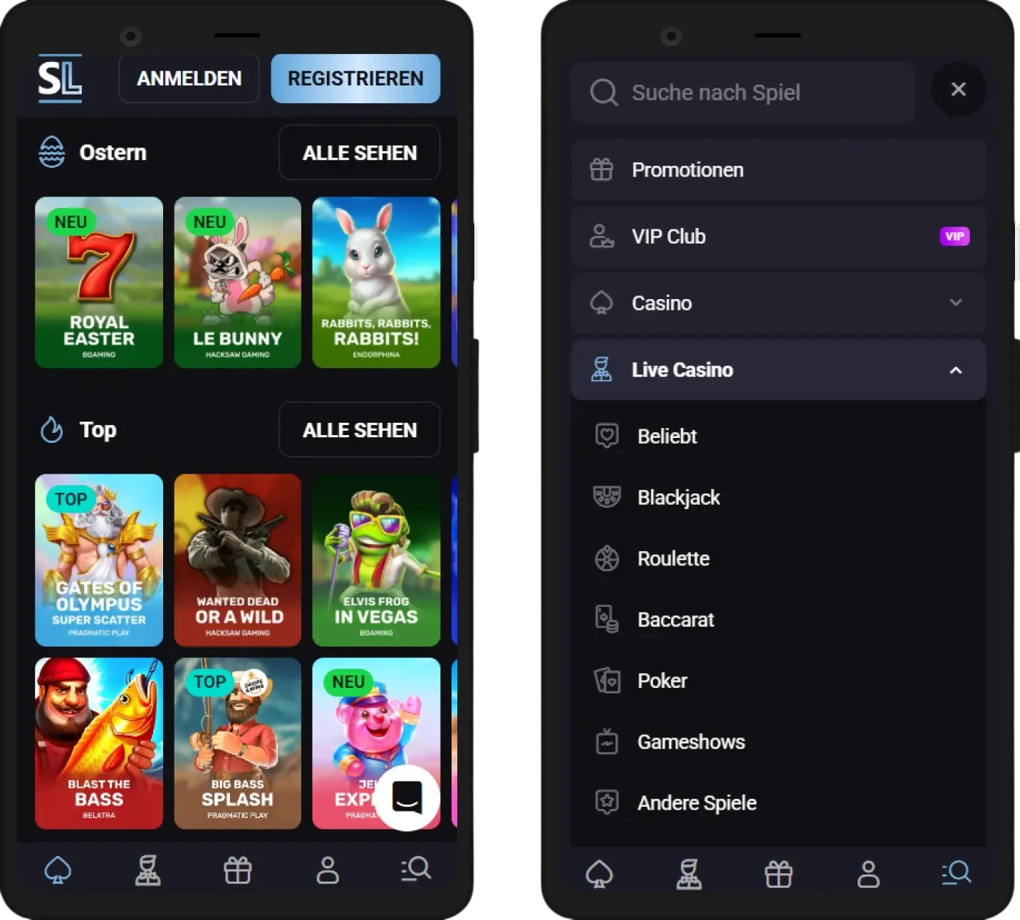 SlotLounge Casino Mobile Version für Android und iOS Geräte